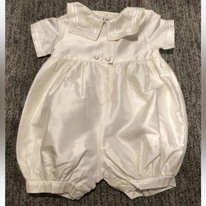 Leon France boys silk sailor ivory off white romper